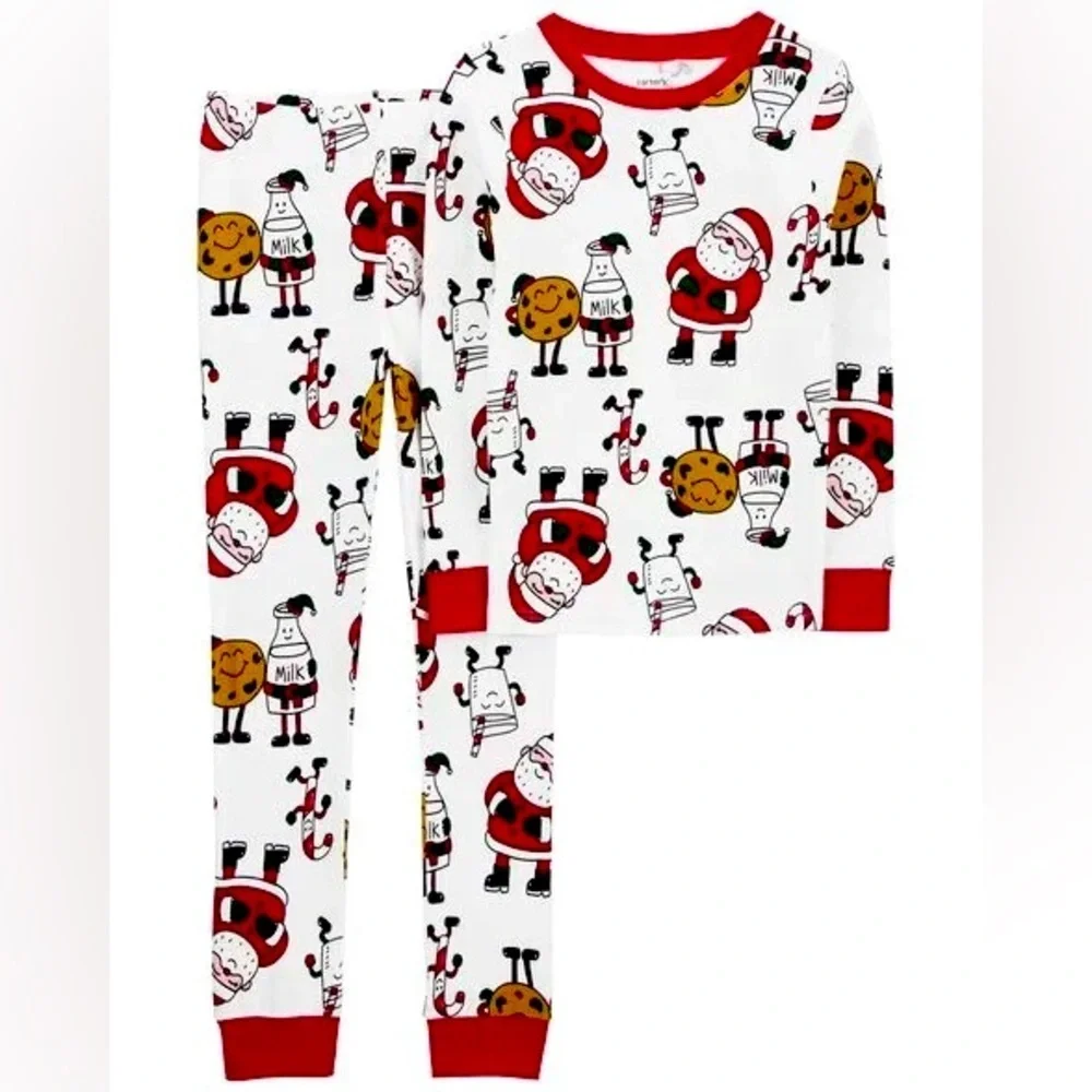 Carter's 2-Piece Santa 100%‎ Cotton Pajamas Cotton Rib Cuffs Holiday 3T